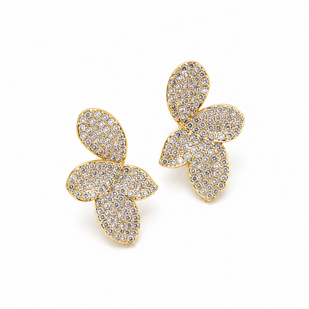 Ilyra Pavé Leaf Statement Stud Earrings