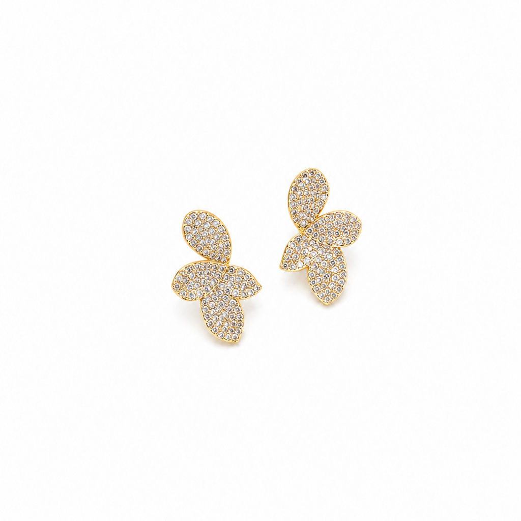 Ilyra Pavé Leaf Statement Stud Earrings
