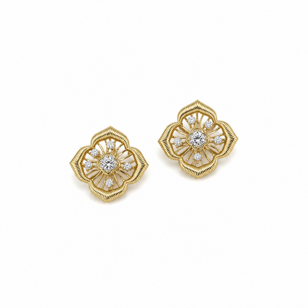 Jaira Vintage Floral Filigree Stud Earrings