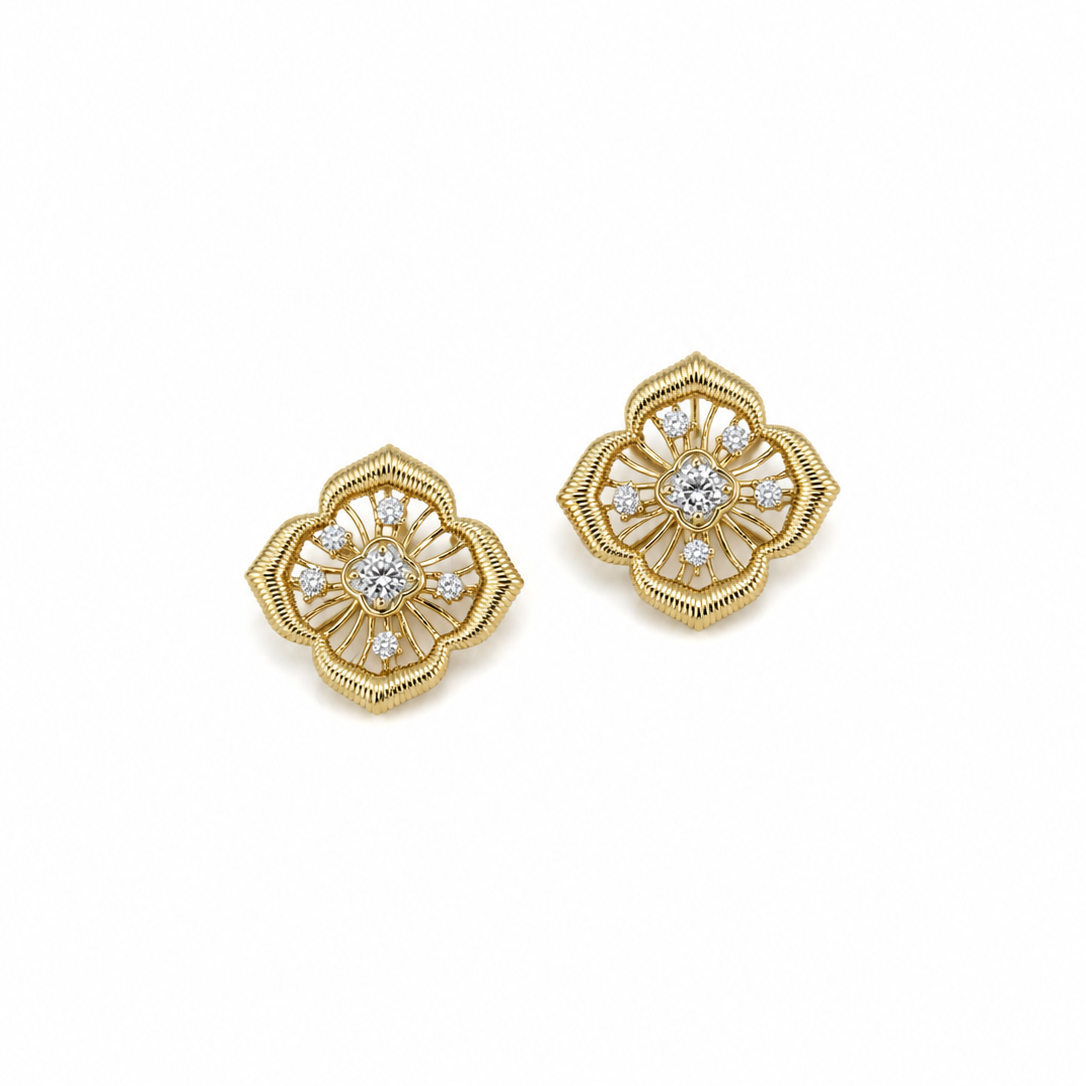 Jaira Vintage Floral Filigree Stud Earrings