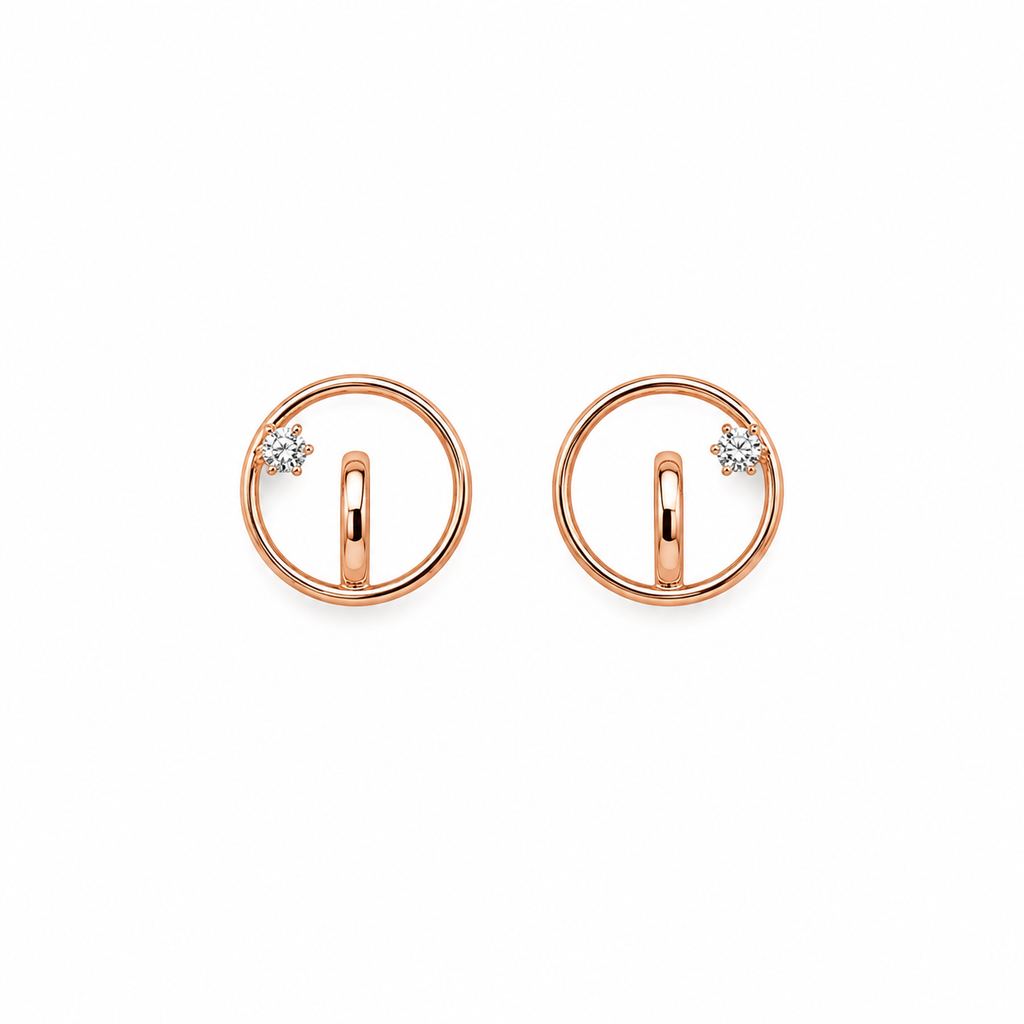 Avenel Rose Gold Circle Stud Earrings