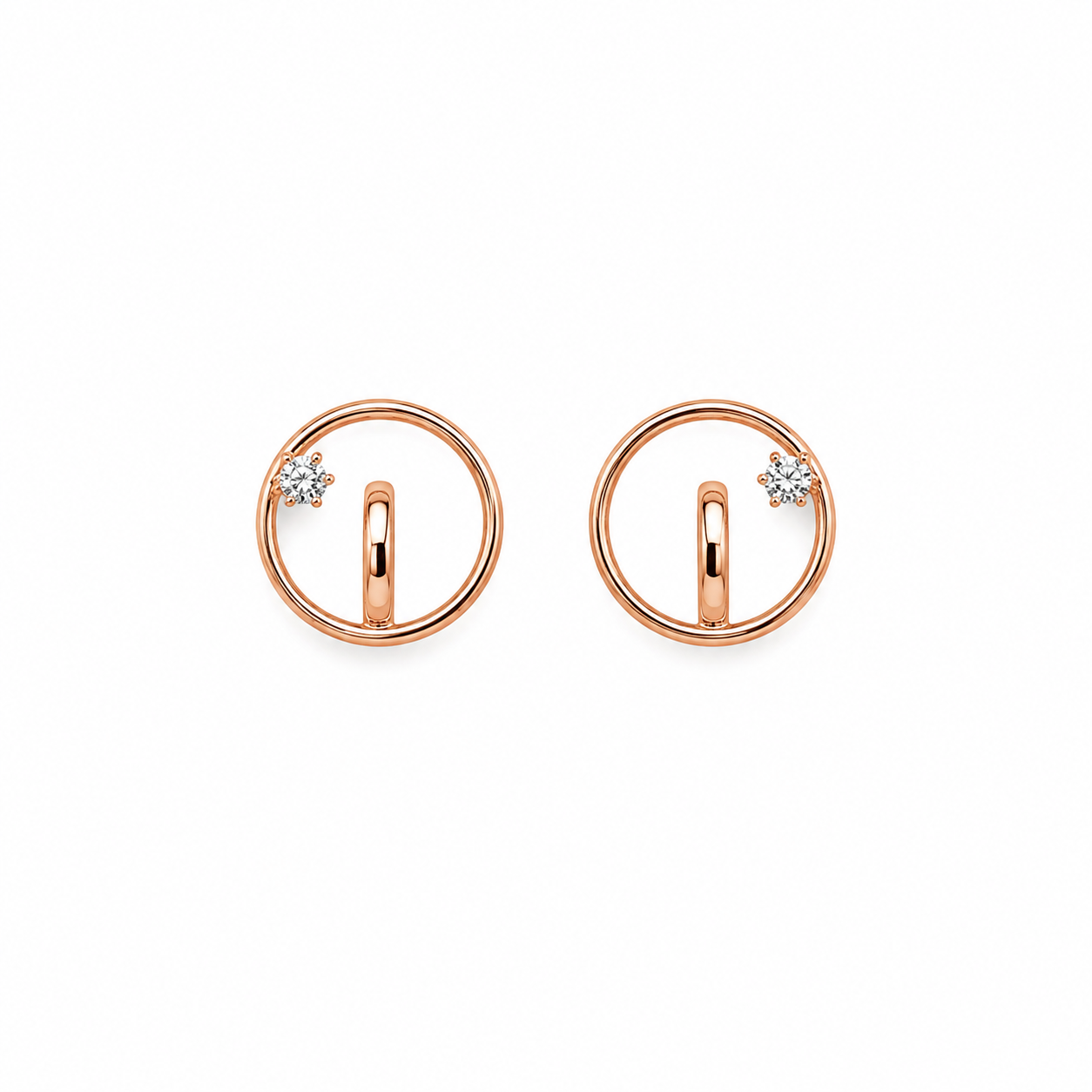 Avenel Rose Gold Circle Stud Earrings