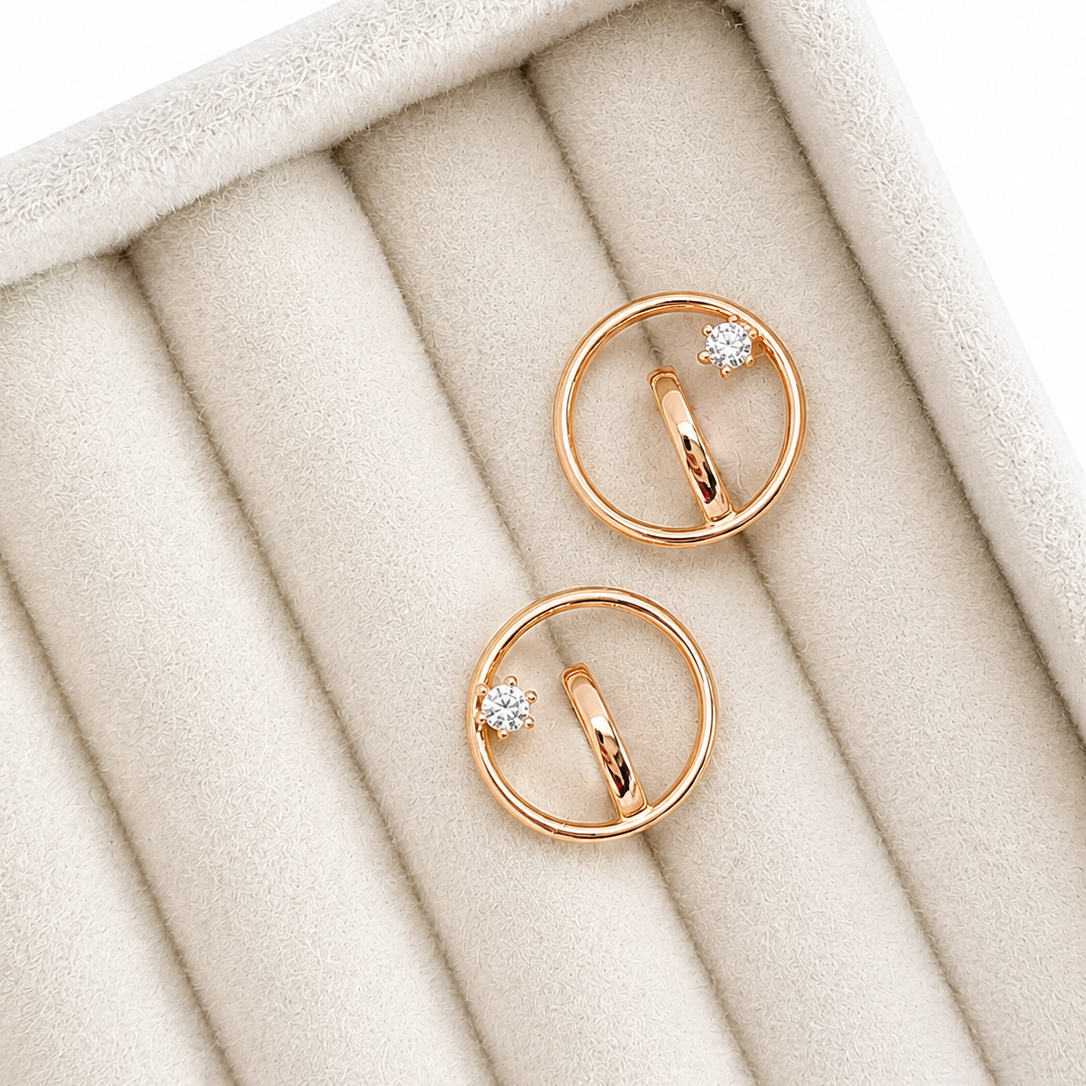Avenel Rose Gold Circle Stud Earrings