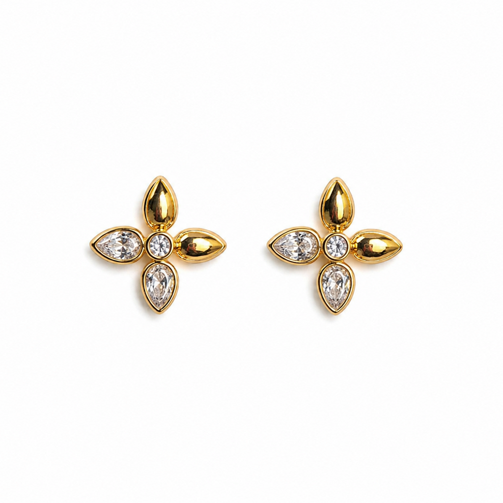 Mavea Four Petal Floral Stud Earrings