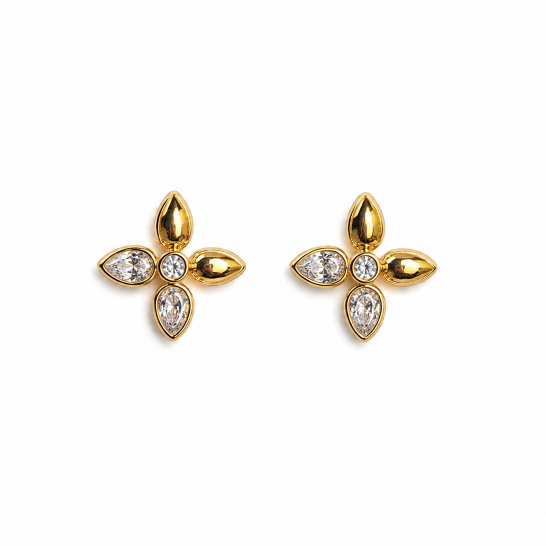 Mavea Four Petal Floral Stud Earrings