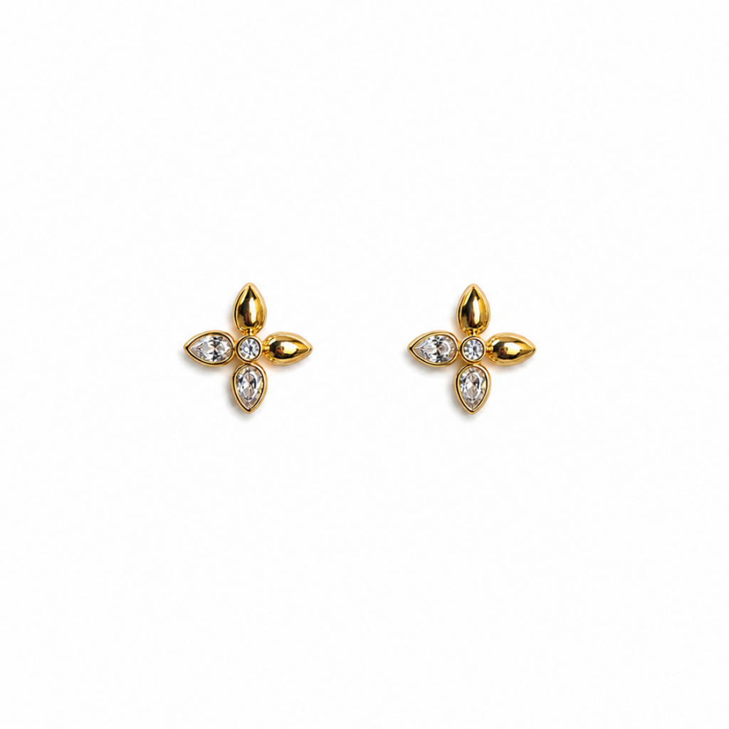 Mavea Four Petal Floral Stud Earrings