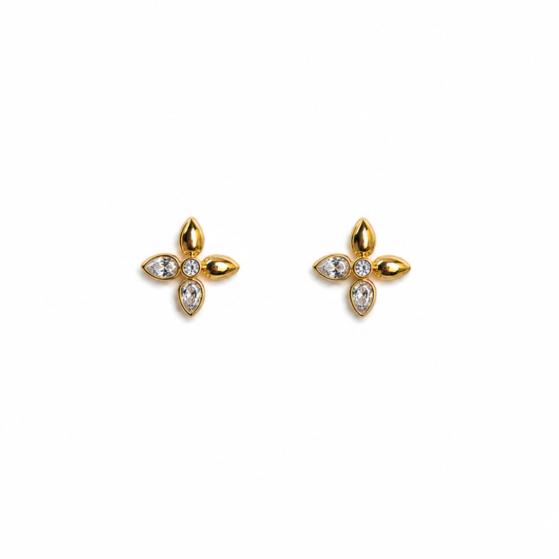 Mavea Four Petal Floral Stud Earrings