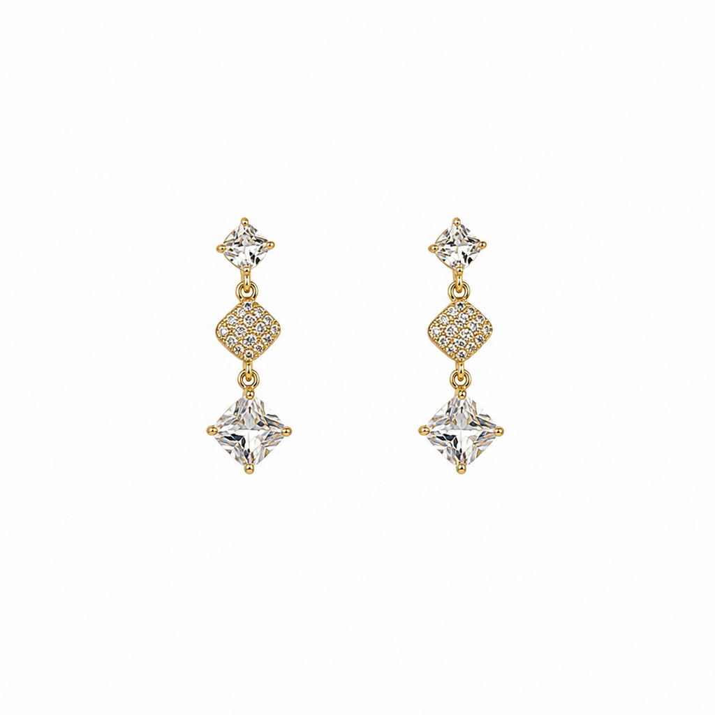 Mariel Double Diamond Drop Earrings