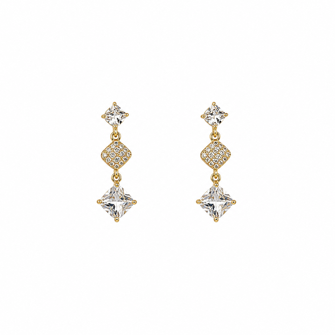 Mariel Double Diamond Drop Earrings