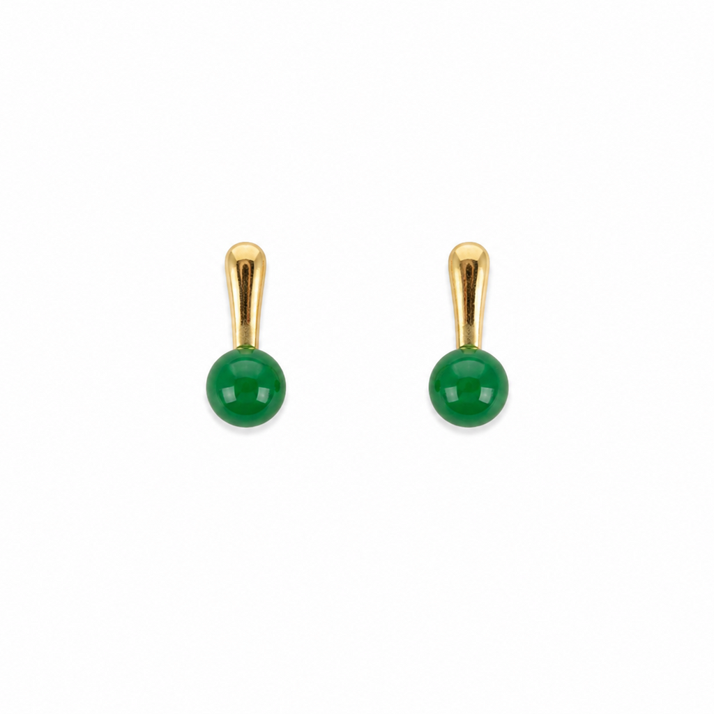 Anya Green Jade Ball Stud Earrings