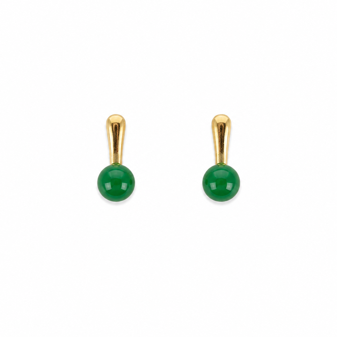 Anya Green Jade Ball Stud Earrings