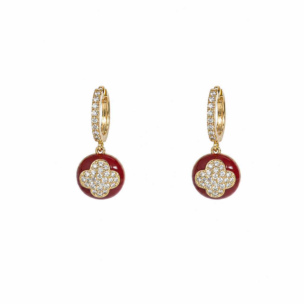 Ciela Ruby Clover Charm Hoop Earrings