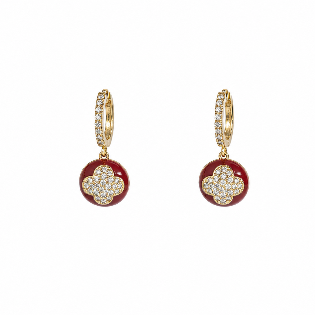 Ciela Ruby Clover Charm Hoop Earrings
