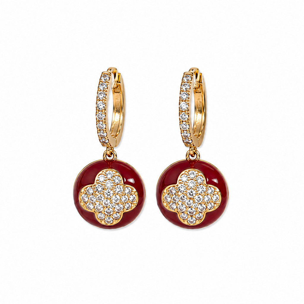 Ciela Ruby Clover Charm Hoop Earrings