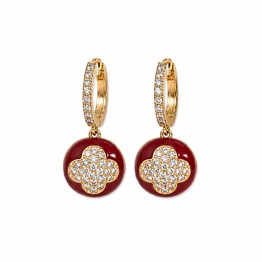 Ciela Ruby Clover Charm Hoop Earrings