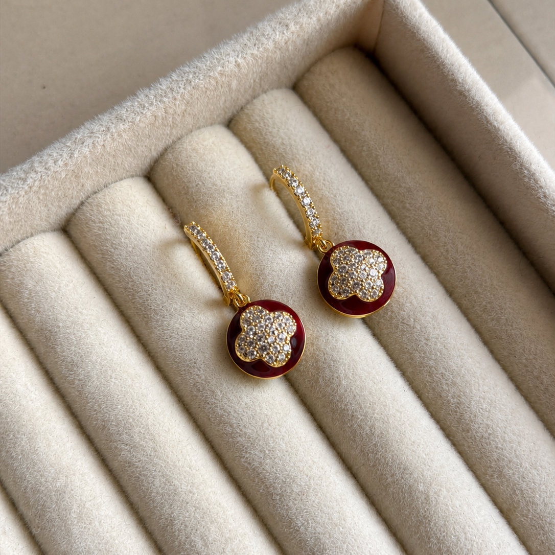 Ciela Ruby Clover Charm Hoop Earrings