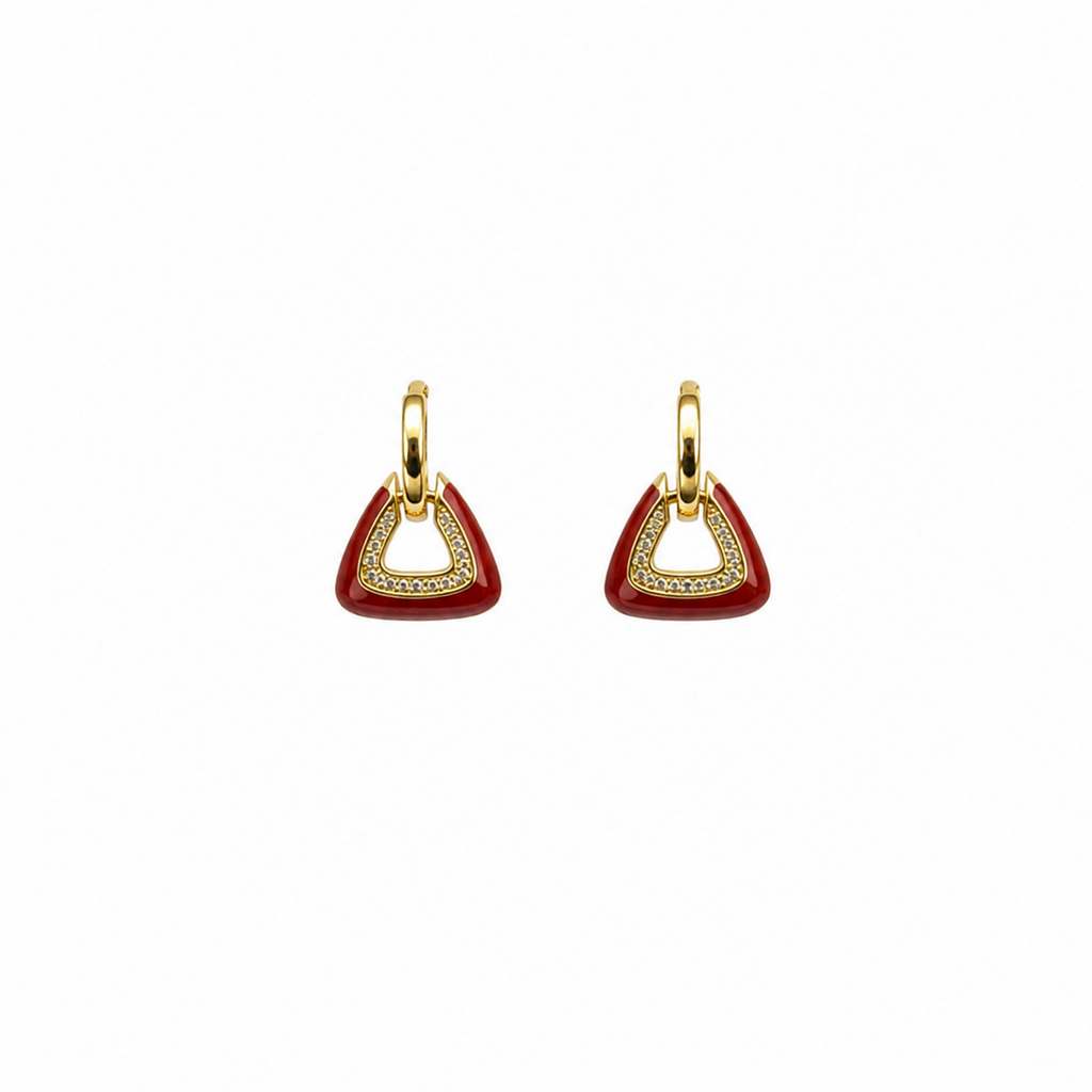 Xari Red Triangle Hoop Earrings