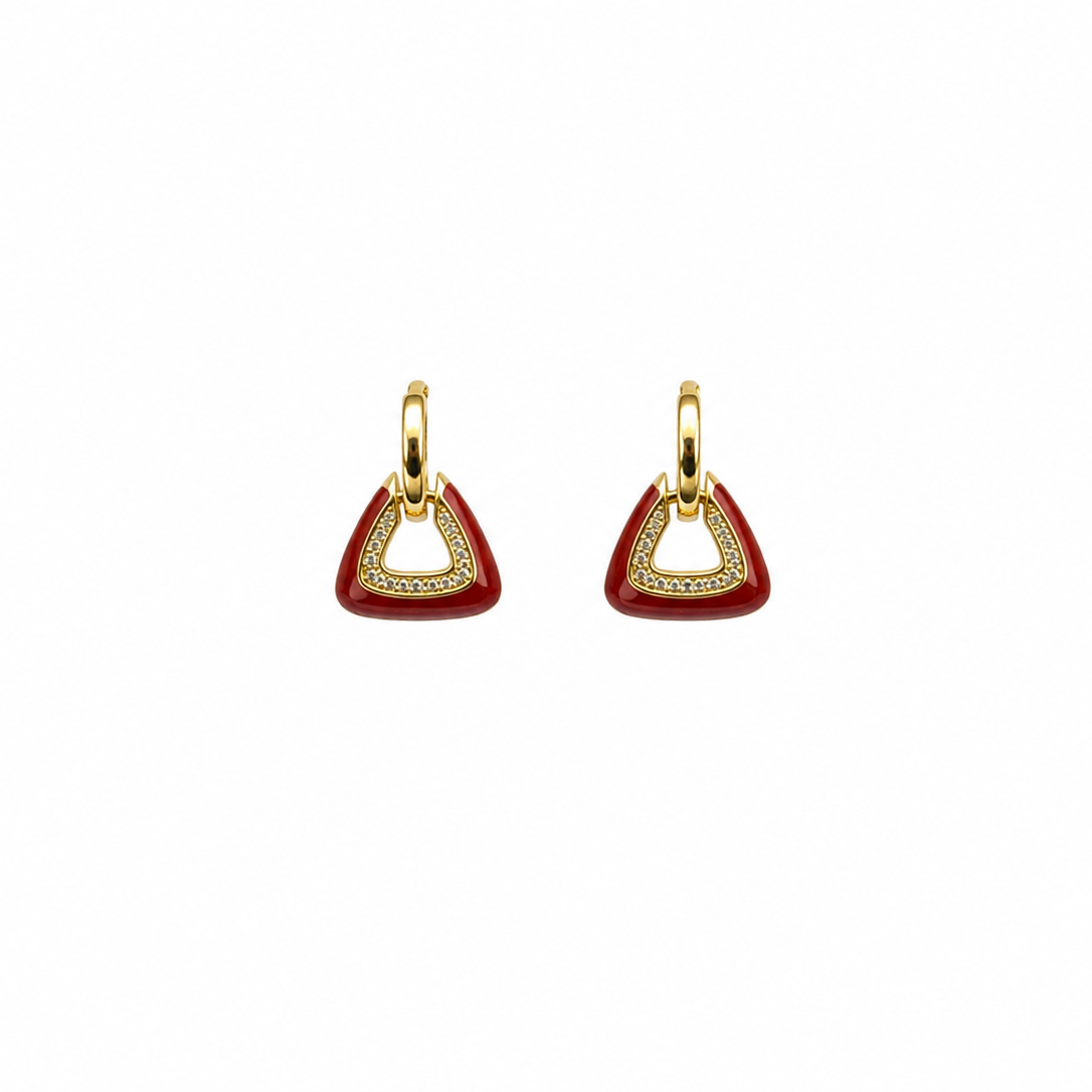 Xari Red Triangle Hoop Earrings