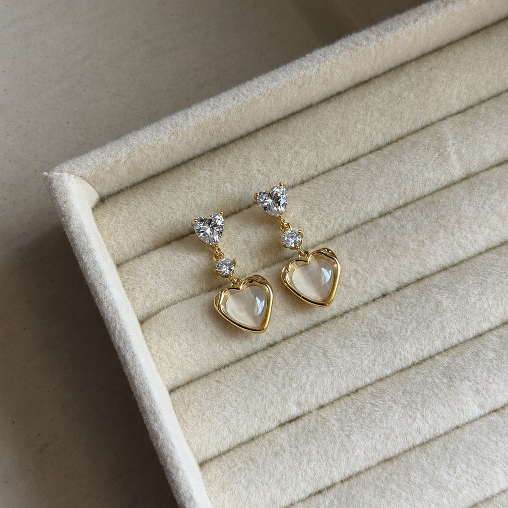 Ara Heart Opal Drop Earrings