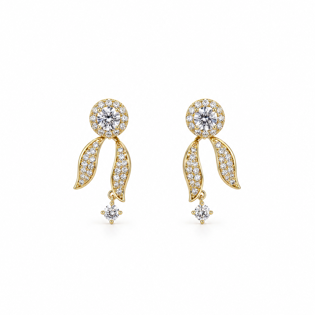 Laniea Leaf Drop CZ Earrings