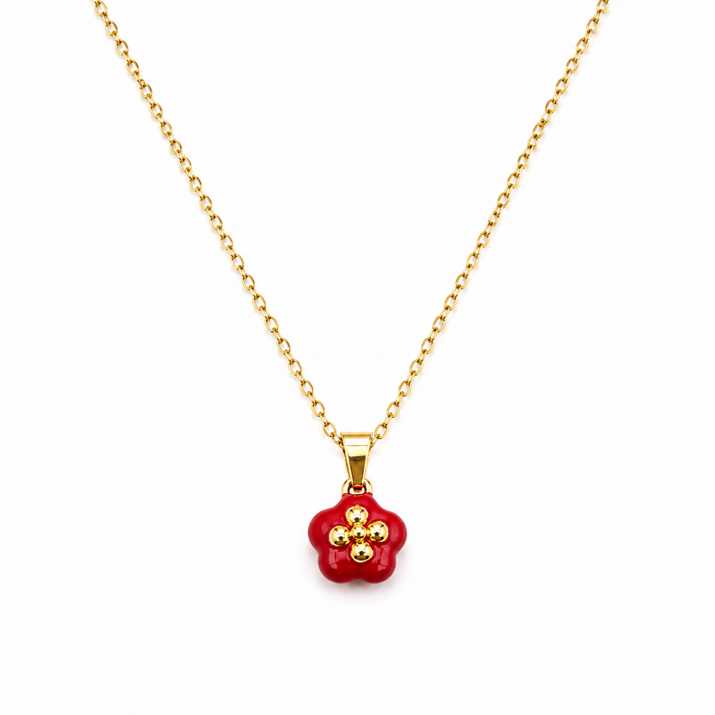 Loen Red Blossom Gold Necklace