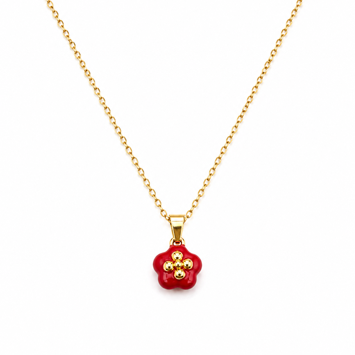 Loen Red Blossom Gold Necklace