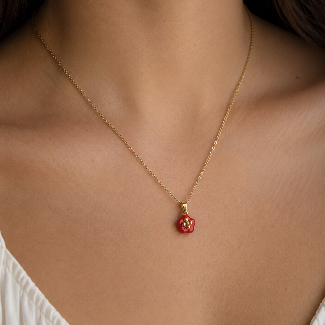 Loen Red Blossom Gold Necklace