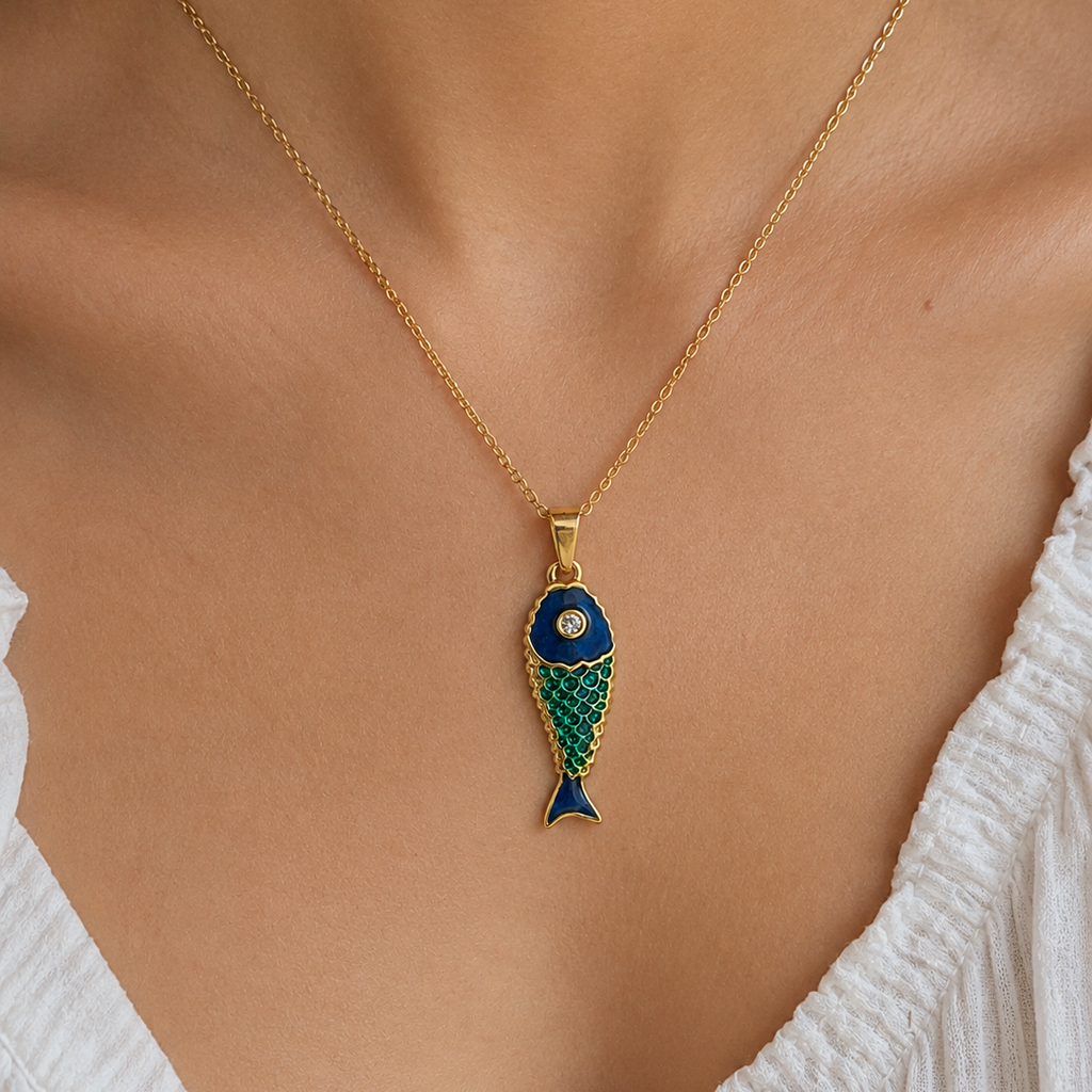 Adriah Fish Charm Necklace