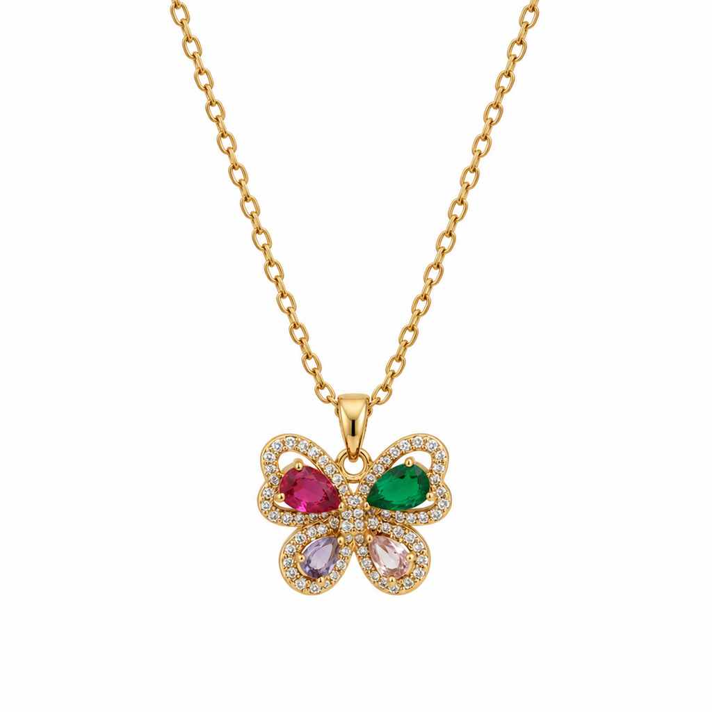 Ariana Colorful Butterfly Gemstone Necklace