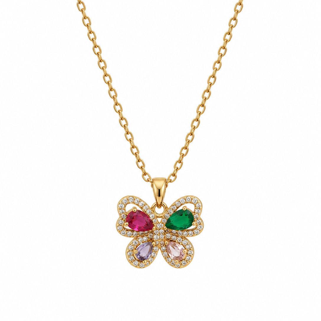 Ariana Colorful Butterfly Gemstone Necklace