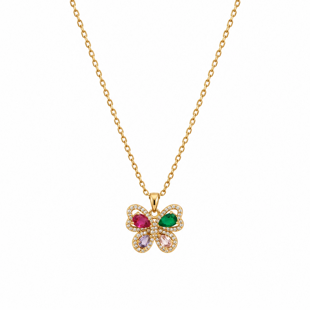 Ariana Colorful Butterfly Gemstone Necklace