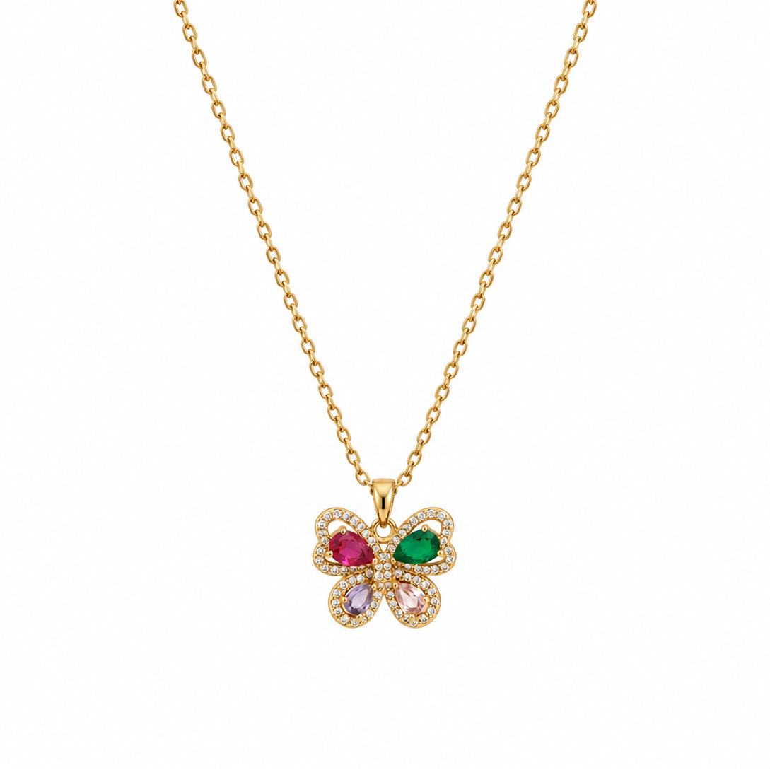 Ariana Colorful Butterfly Gemstone Necklace