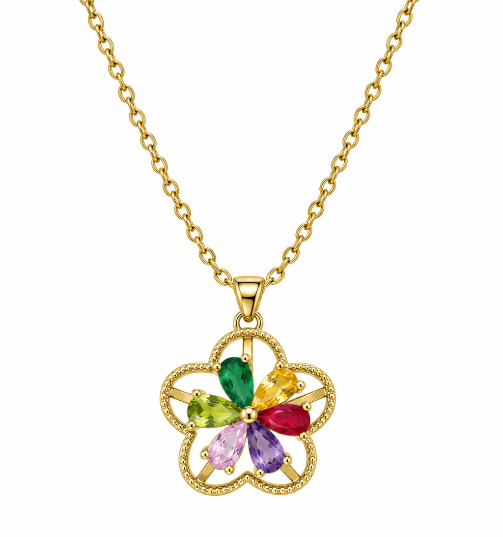 Alina Multicolor Floral CZ Necklace
