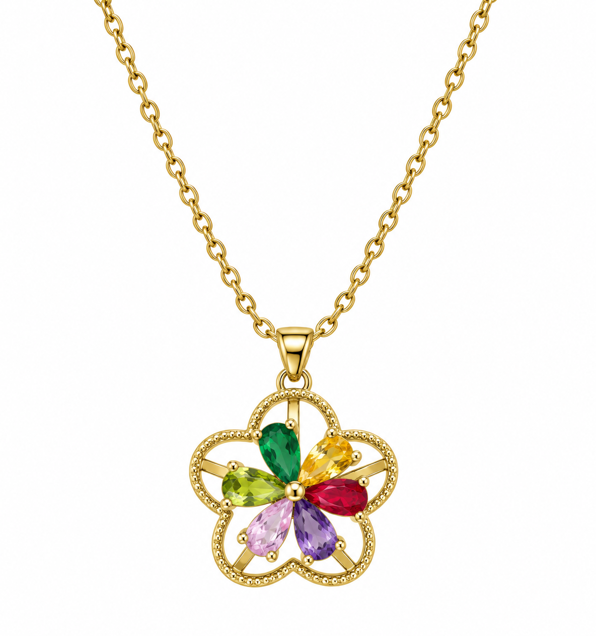 Alina Multicolor Floral CZ Necklace