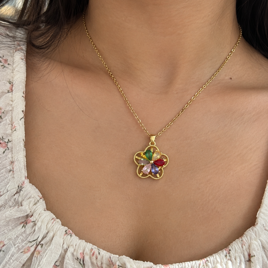Alina Multicolor Floral CZ Necklace