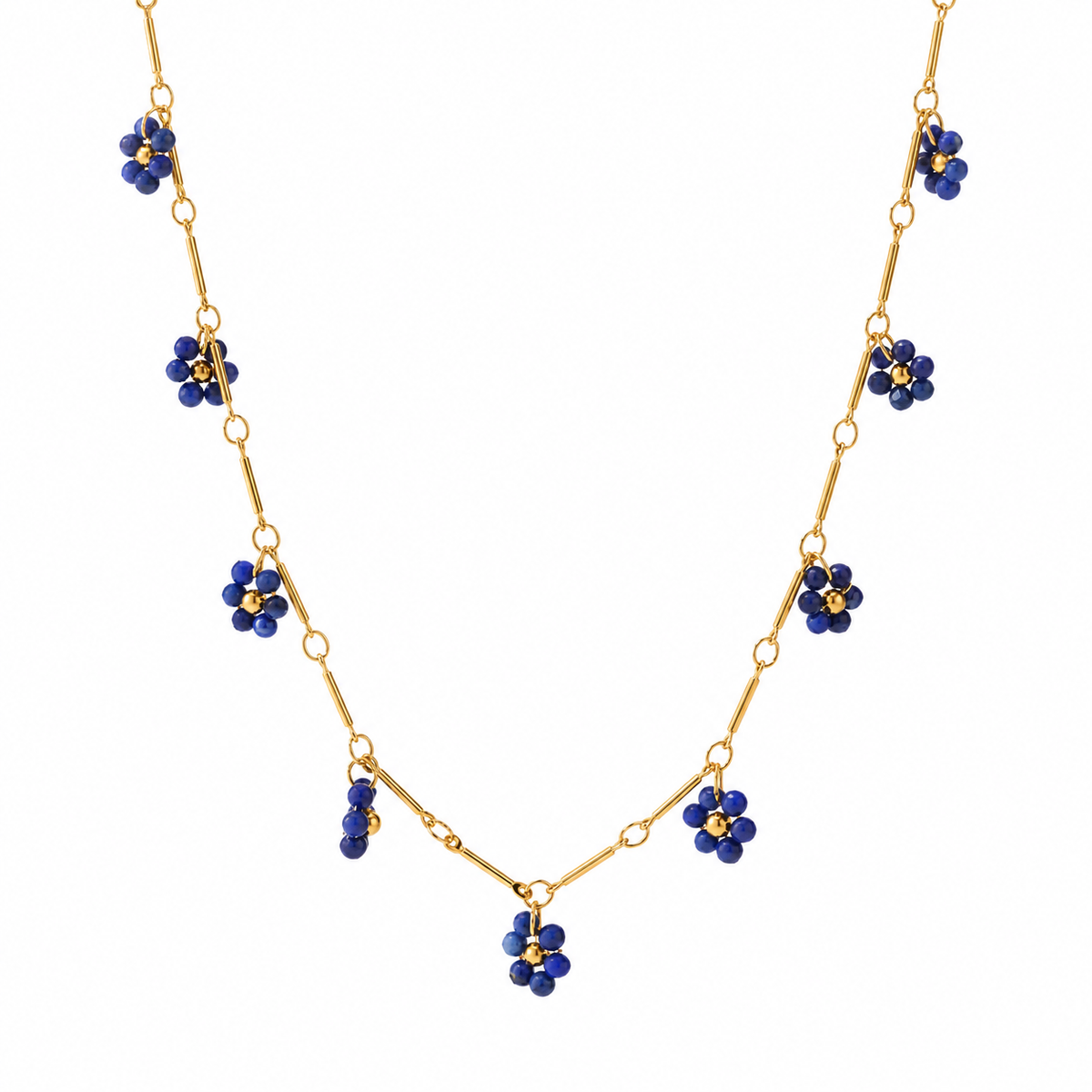 Nora Blue Beaded Charm Necklace