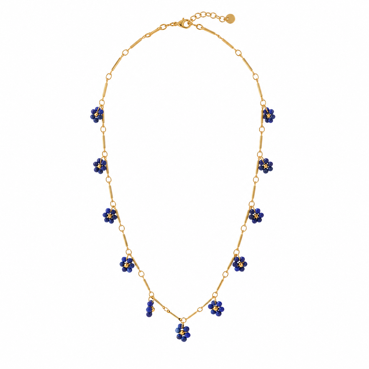 Nora Blue Beaded Charm Necklace