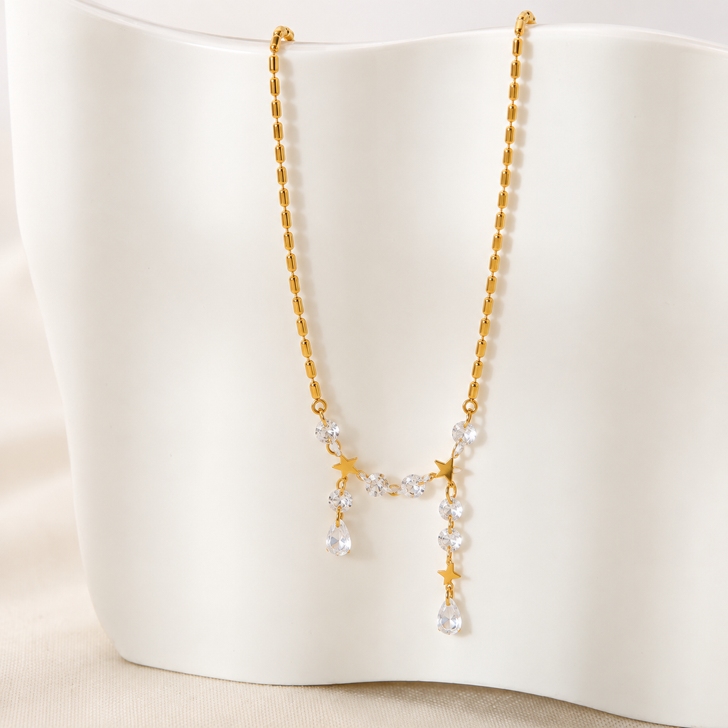 Luna Star CZ Drop Necklace