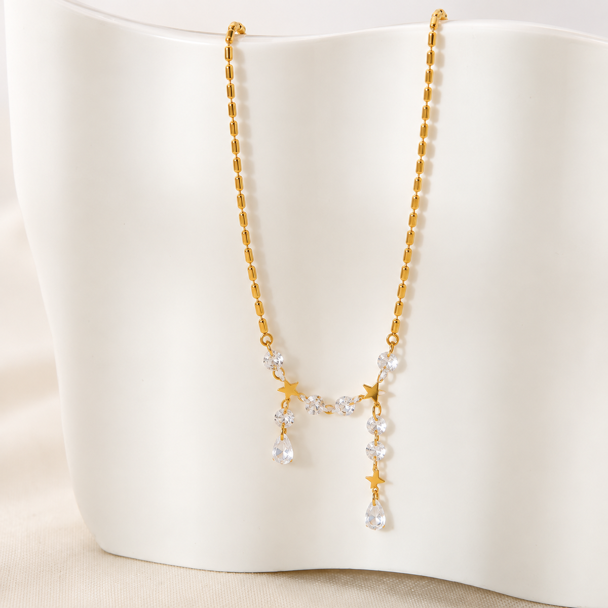 Luna Star CZ Drop Necklace