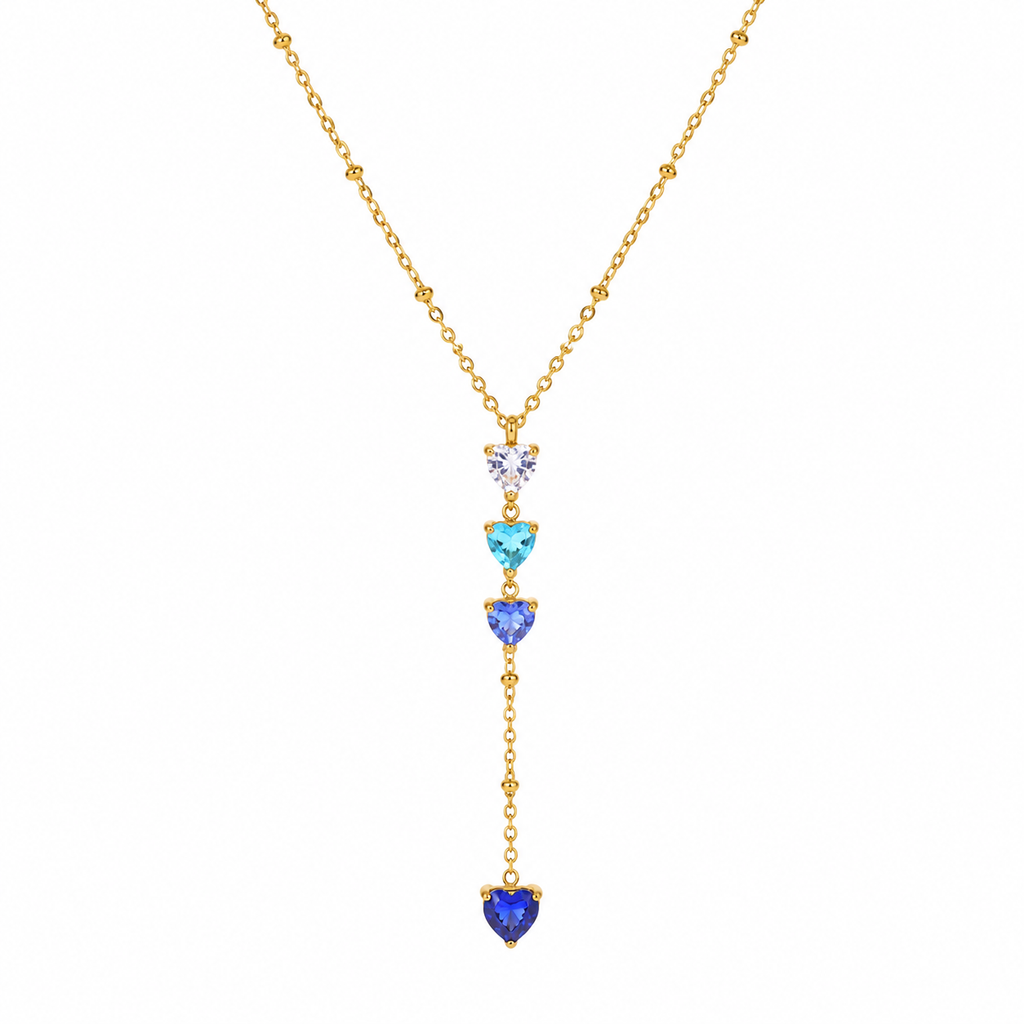 Mila Blue Heart CZ Y Necklace
