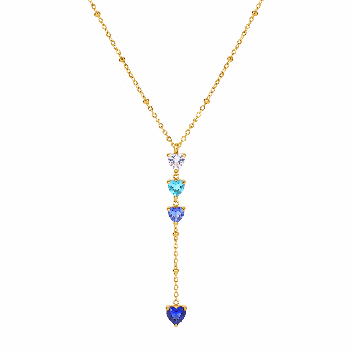 Mila Blue Heart CZ Y Necklace