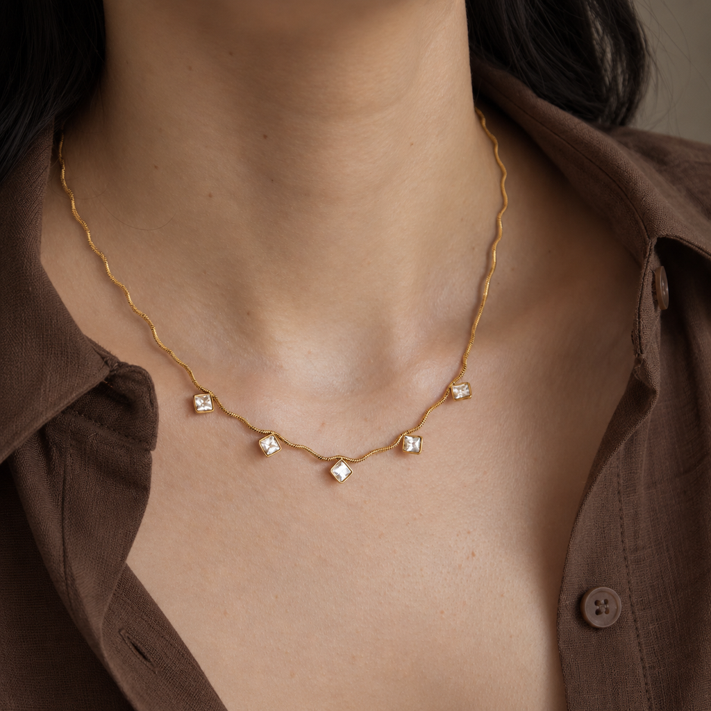 Freya Square CZ Pendant Necklace