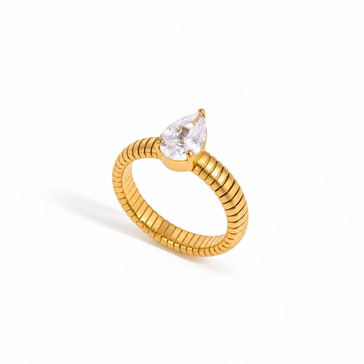 Violet Pear Cut CZ Statement Ring
