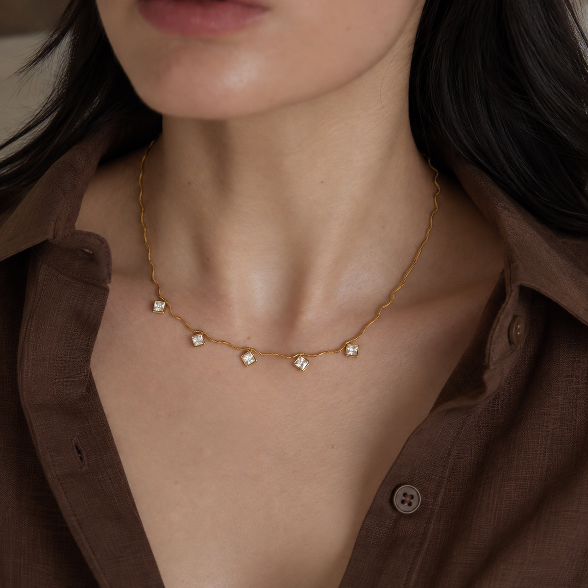 Freya Square CZ Pendant Necklace