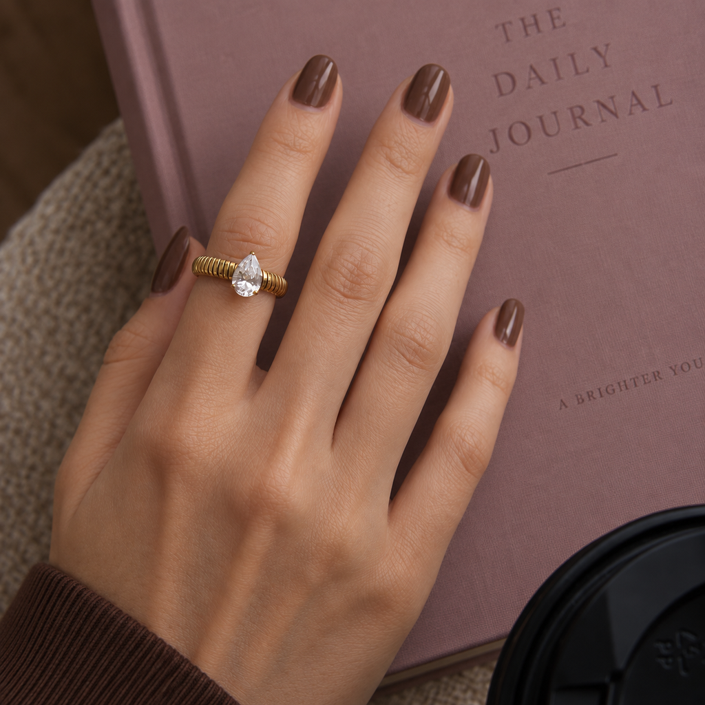 Violet Pear Cut CZ Statement Ring
