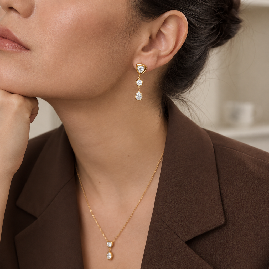 Cilia Tear Drop CZ Stud Earrings