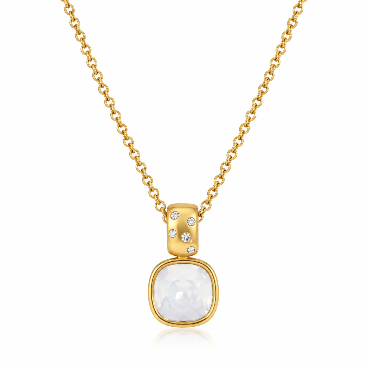 Isla White Opal Square Pendant Necklace