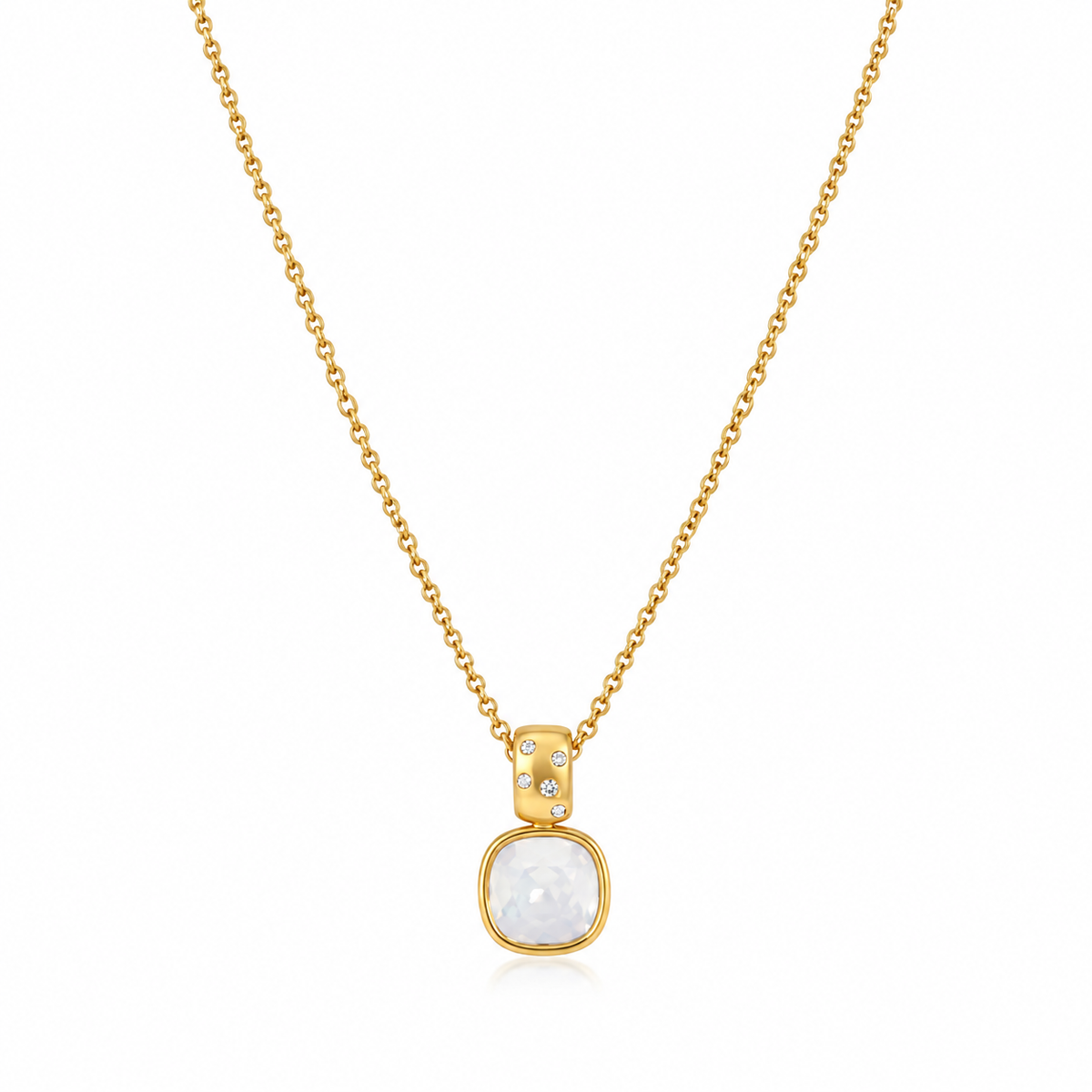 Isla White Opal Square Pendant Necklace