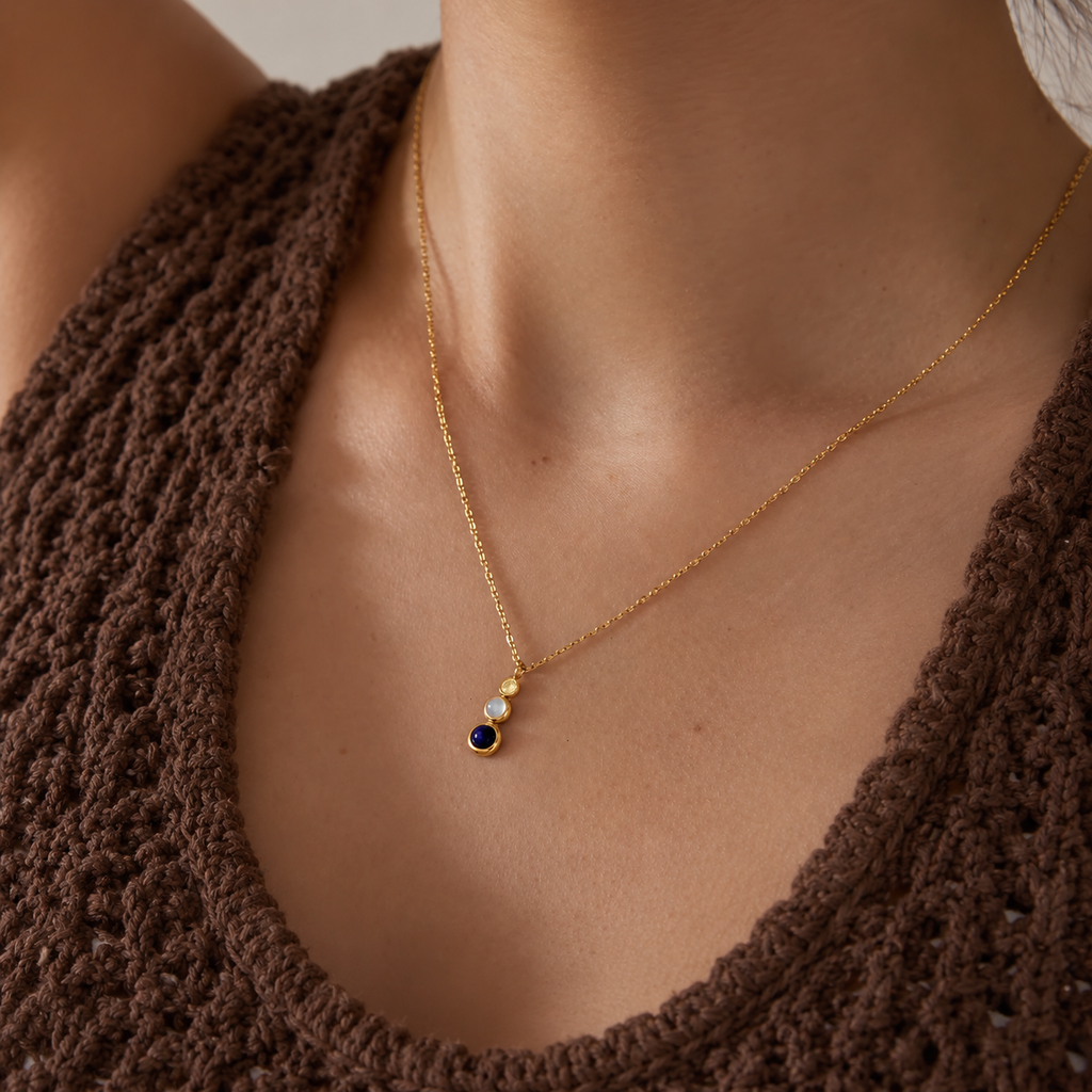 Elara Blue Gemstone Necklace