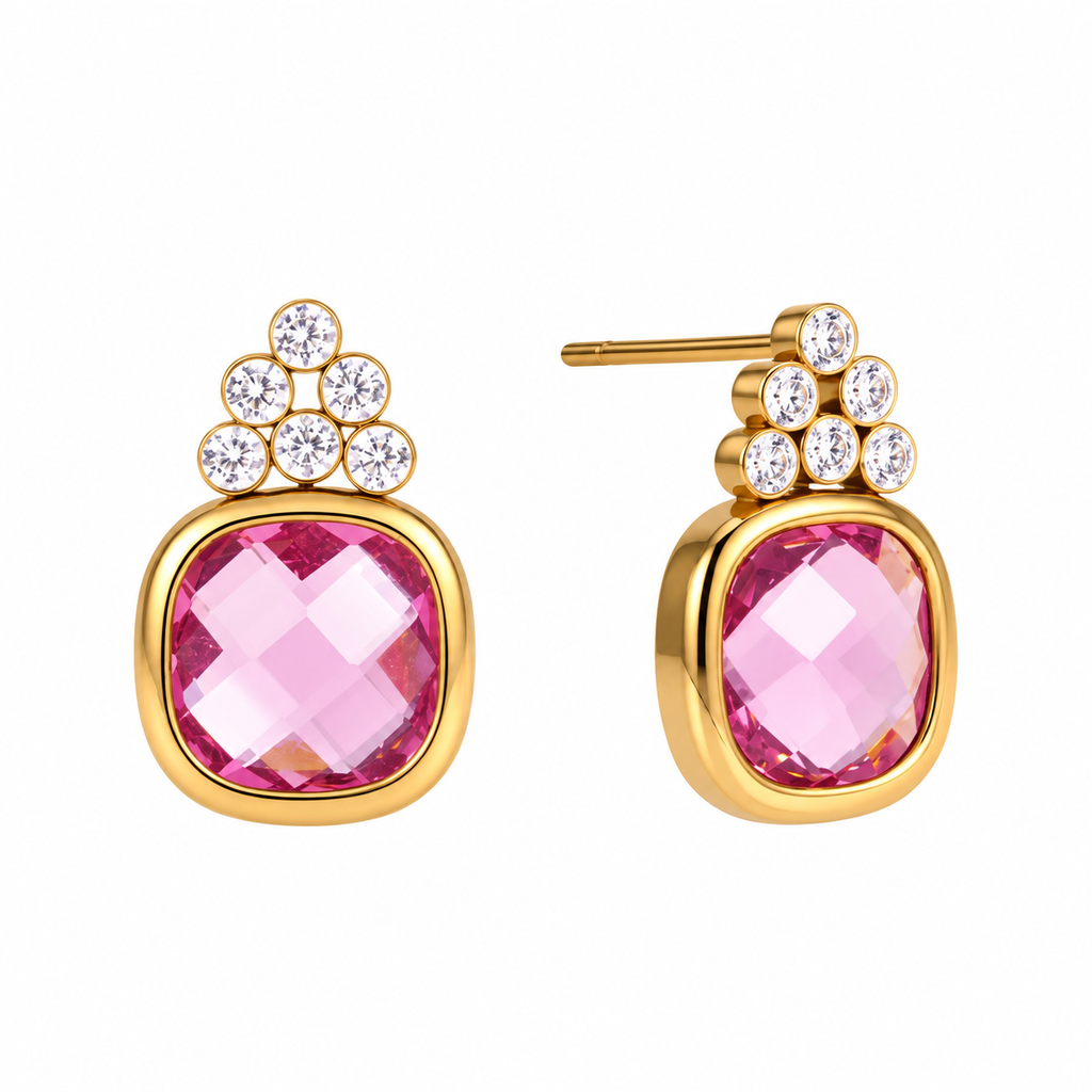 Amara Pink CZ Drop Earrings